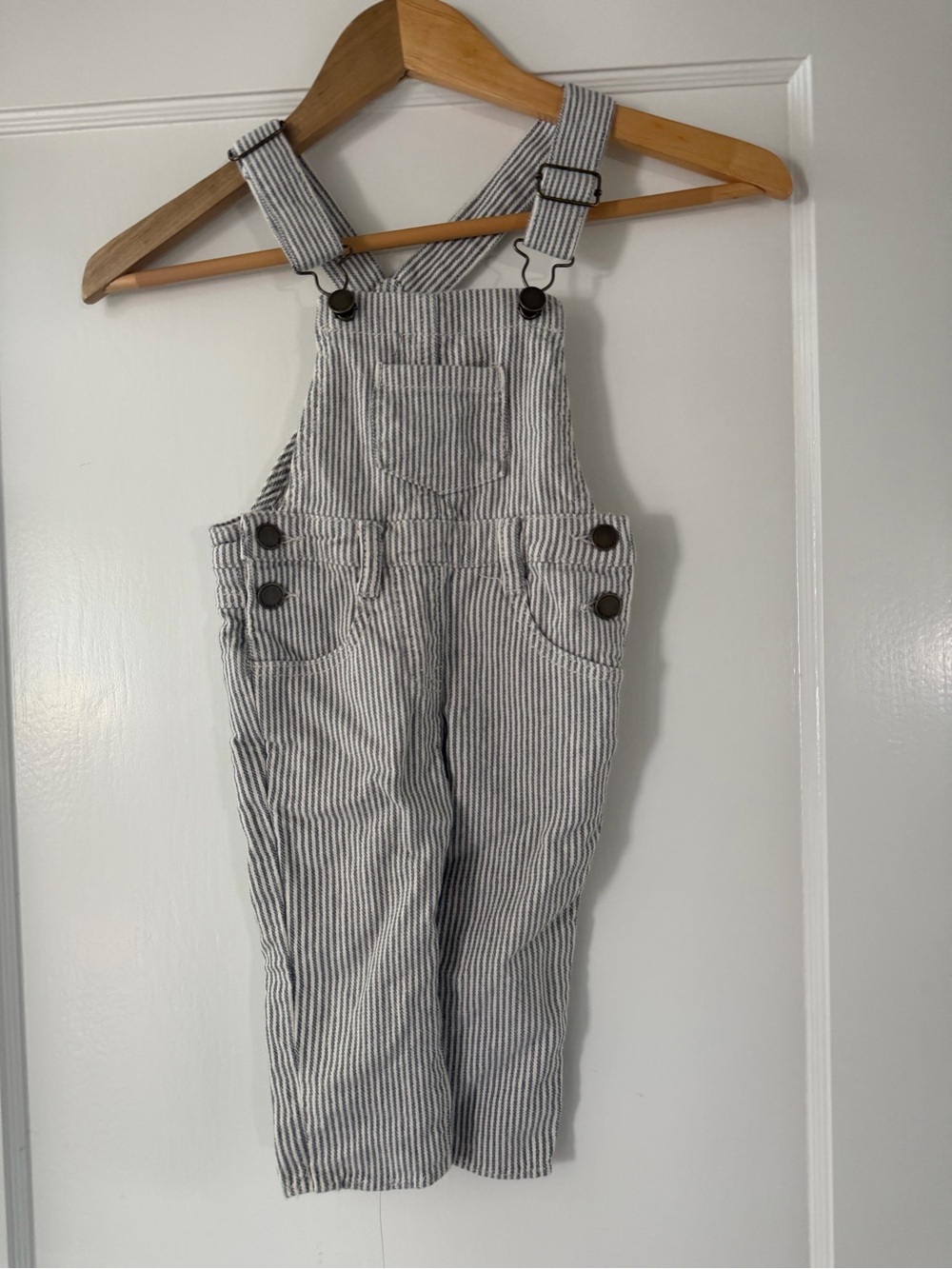 Jamie Kay Narrow Stripe Overalls - Blue and White